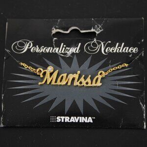 MARISSA Name Goldtone Rhinestone 14.5" w 4.5" Multi Ring Ext Necklace 3